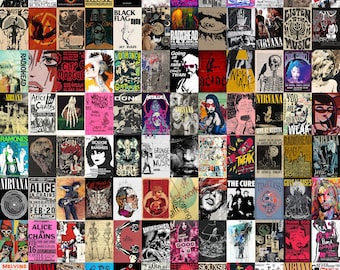 Grunge Wall Collage Kit | Gothic Rock Posters, Teen Room Decor (Digital Download)