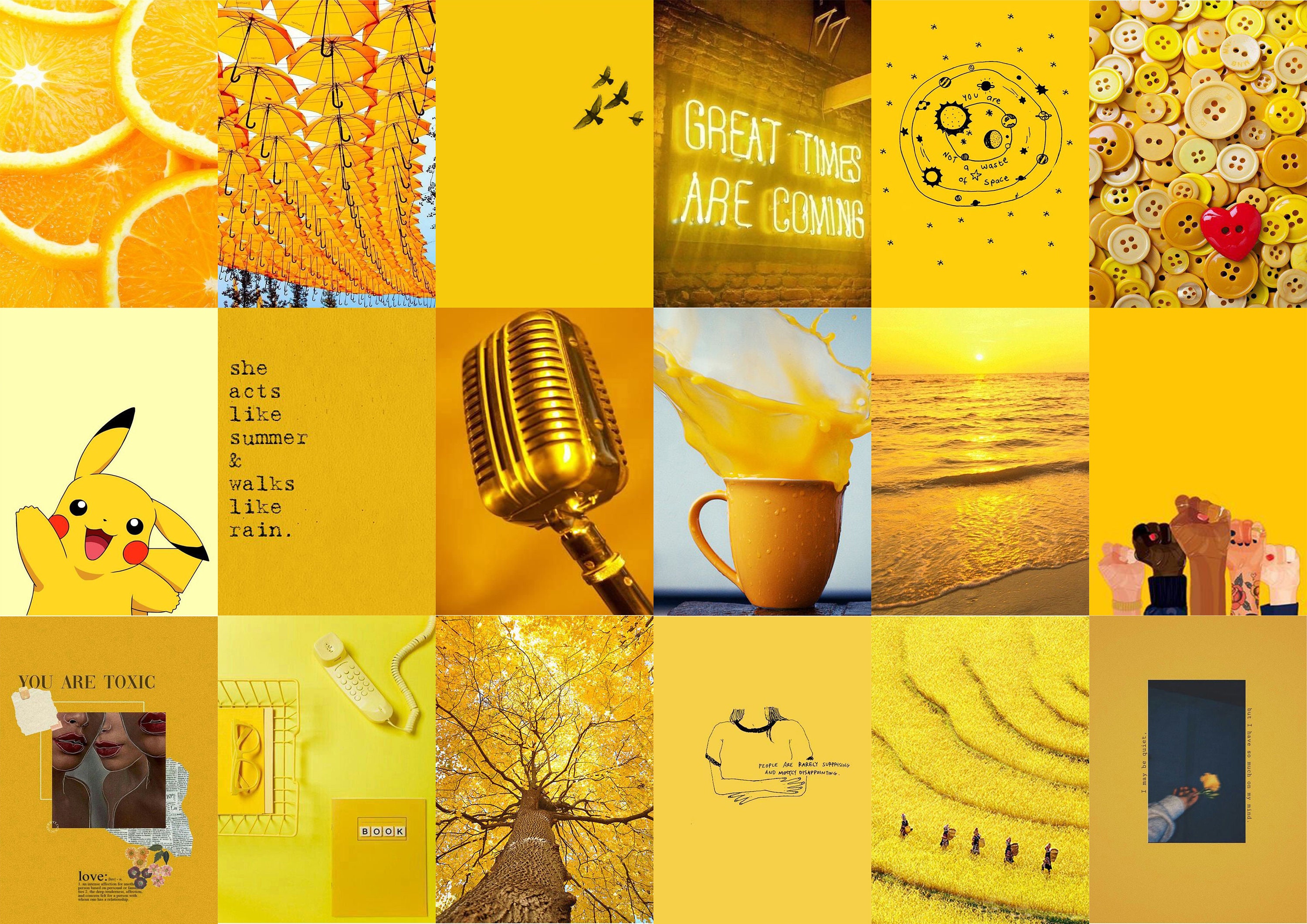 Pastel Yellow Wall Collage Kit Yellow Aesthetic Photo Etsy Canada
