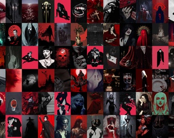 Vampire Aesthetic Photo Collage Kit | Vintage Horror Room Decor (Digital Download, 121 PCS)
