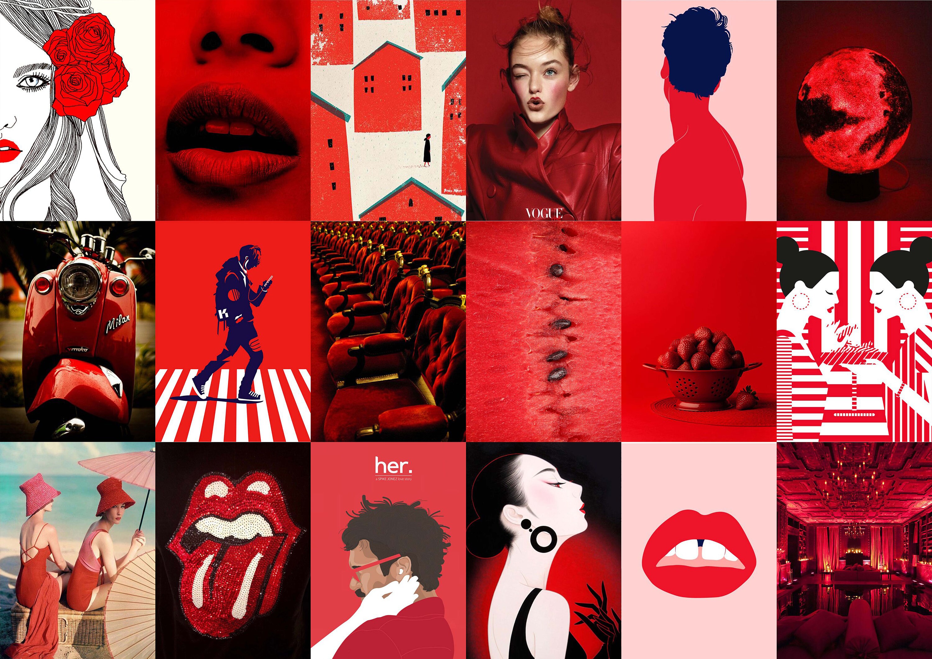 Red Wall Collage Kit Boujee Red Aesthetic Photo Collage Neutral Red