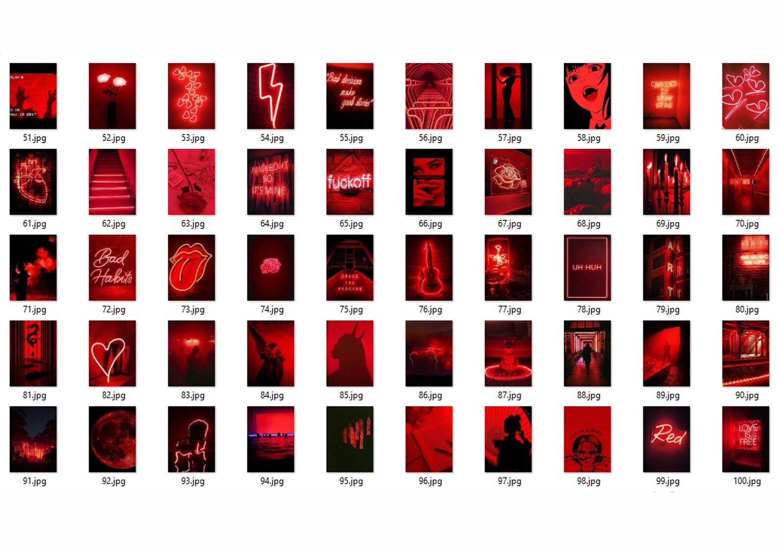 Red Aesthetic Collage Wall Kit Neon Red Collages Printable Etsy