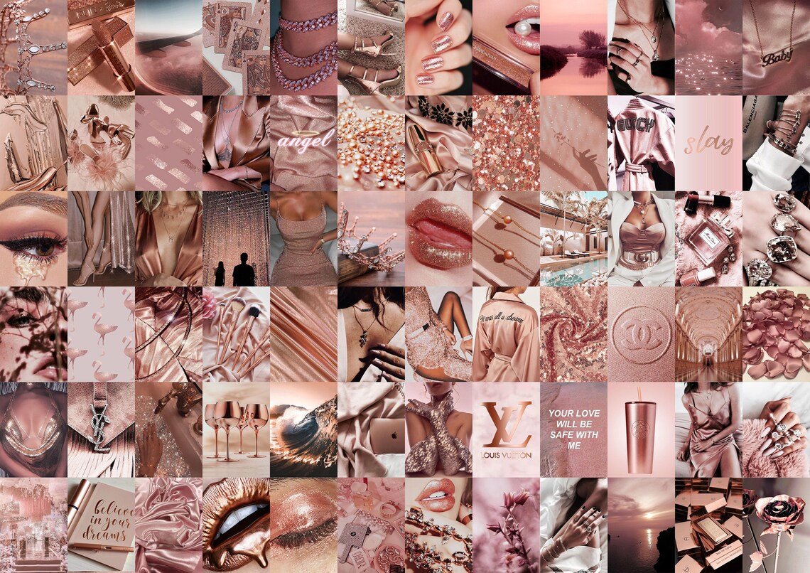 Rose Gold Collage Kit Aesthetic Rose Aesthetic Wall Collage Etsy Ireland