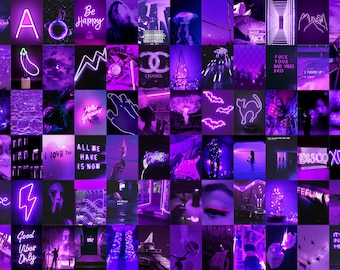Purple Neon Photo Collage Kit | Aesthetic Room Decor (Digital Download)