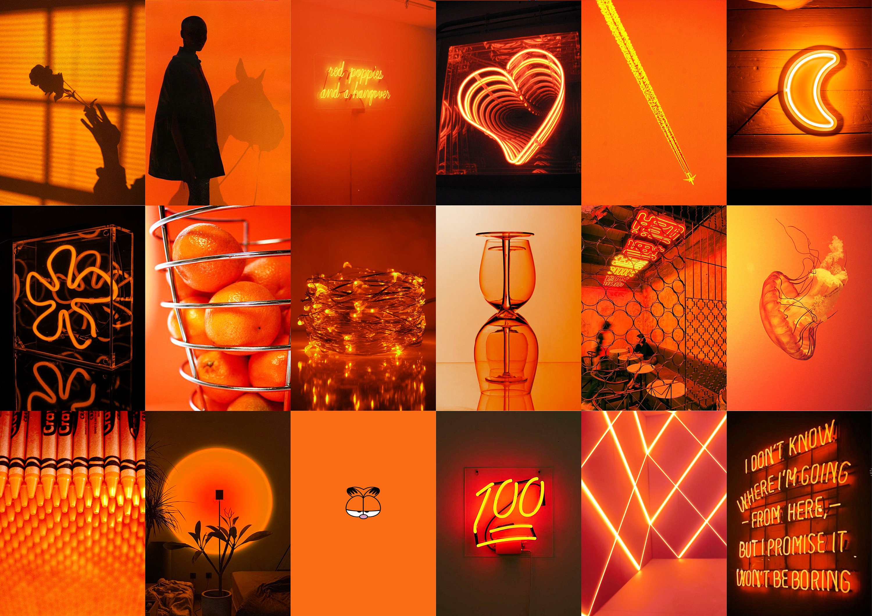 A5 Neon Orange Wall Collage Kit Boujee Orange Neon | Etsy