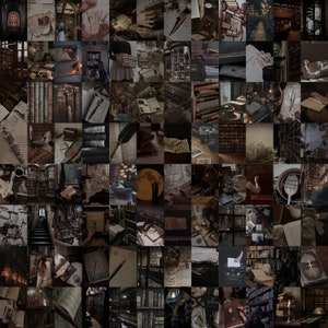 150 PCS Dark Academia Wall Collage Kit | Librarycore Black Aesthetic Photo Collage Print | Dark Academia Room Decor (DIGITAL DOWNLOAD) 4x6