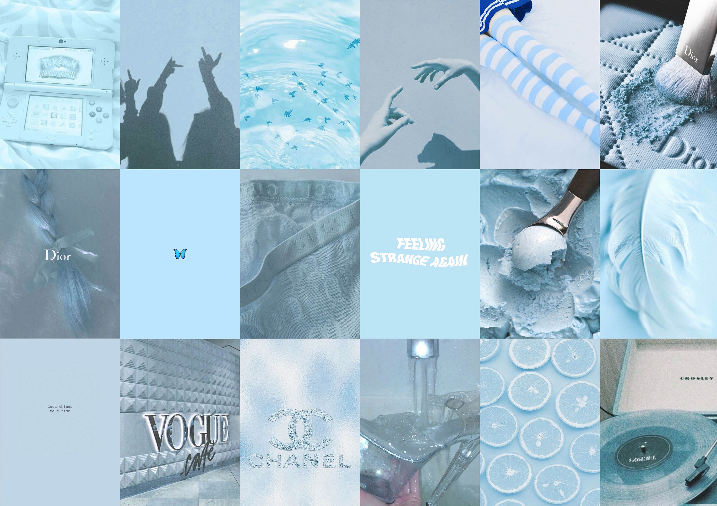 Light Blue Aesthetic Photo Collage Baby Blue Wall Collage Etsy Sweden