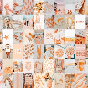 Peach Wall Collage Kit | Beach Aesthetic Photo Collage | Soft Orange Wall Decor ( DIGITAL DOWNLOAD )   | 150 PCS