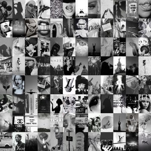 Zwart-witte muurcollagekit 140-delig | Grijze esthetische fotocollageprints | Boujee zwart-wit foto&#39;s kamerdecoratie | DIGITAAL ARTIKEL 4 x 6
