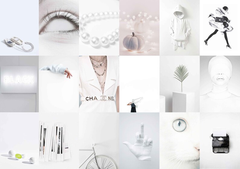 White Wall Collage Kit Neutral White Aesthetic Photo Collage Etsy