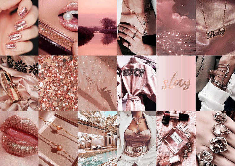 Rose Gold Collage Kit Aesthetic Rose Aesthetic Wall Collage - Etsy