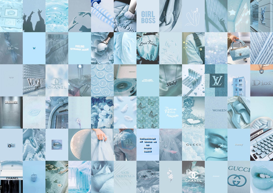 Light Blue Aesthetic Photo Collage Baby Blue Wall Collage Kit Ocean