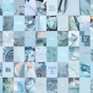 Collage photo esthétique bleu clair | Kit de collage mural bleu bébé | Décoration de chambre bleu océan (TÉLÉCHARGEMENT NUMÉRIQUE) | 135 pièces