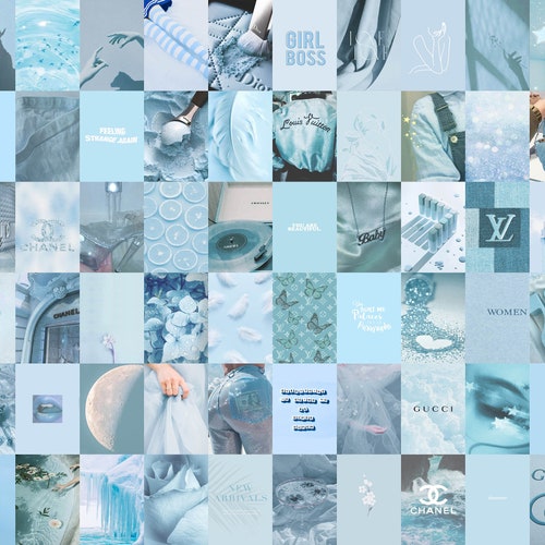 Light Blue Aesthetic Photo Collage Baby Blue Wall Collage Etsy Singapore