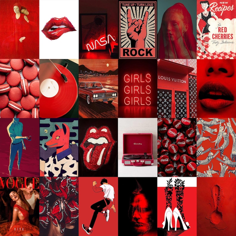 Red Aesthetic Wall Collage Kit | Boujee Photo Prints (digital Download ...