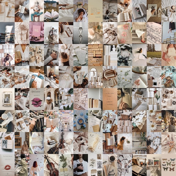 Library Aesthetic Photo Collage Kit | Light Academia Room Decor (Digital Download)
