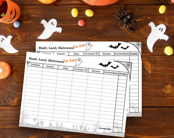 City Country Halloween - For KIDS - Children's Download Party Game - Print and go