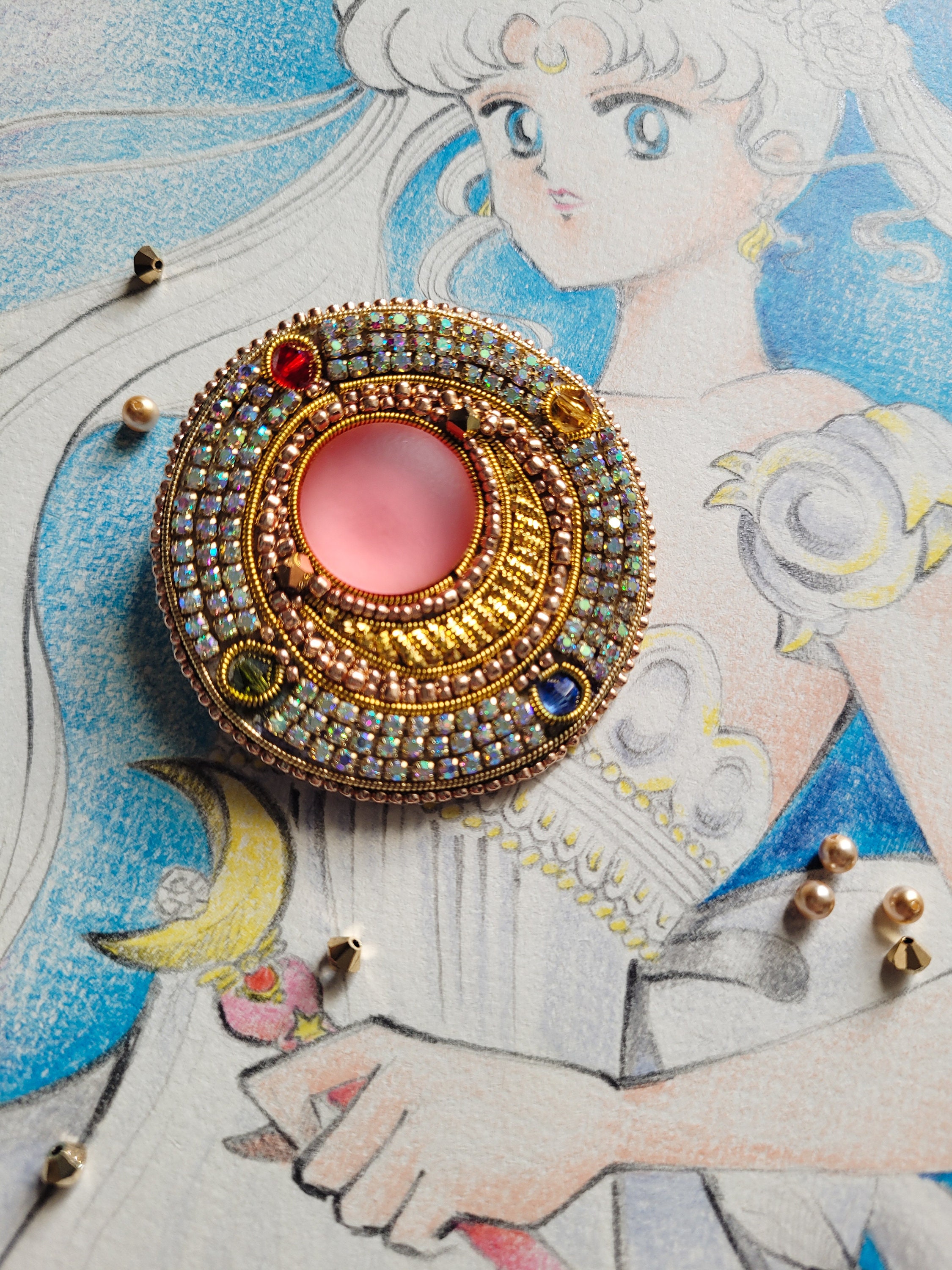 Handmade Beaded Sailor Moon Transformation Brooch - Etsy