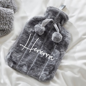 Personalised Hot Water Bottle and Fluffy Cover Christmas Birthday Gifts