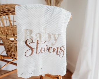 Personalised Knitted Baby Blanket - Personalised Baby Blanket - Unisex Baby Blankets - Knitted Baby - Classic Luxury Blanket