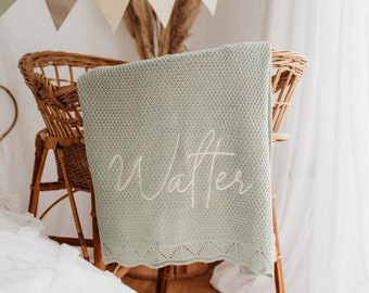 Personalised Knitted Baby Blanket - Personalised Baby Blanket - Unisex Baby Blankets - Knitted Baby - Classic Luxury Blanket