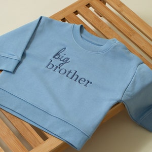 Embroidered Big Brother Sweatshirt - Baby Announcement Sweatshirt - Big Bro Top -  Older Sibling Baby Announcement- Big Brother Blue