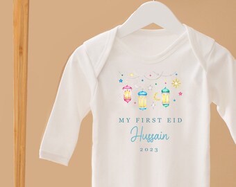 Personalised My First Eid Baby Grow Children's Eid Outfit Girls Boys My First Eid