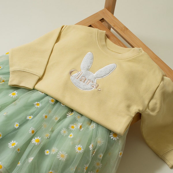 Embroidered Personalised Easter Sweatshirt - Personalised Sweatshirt - Luxury Easter- Girls Tops - Boys Tops - Personalised Gifts - Bunny