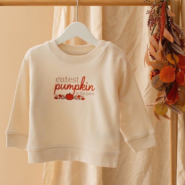 Cutest Pumpkin In The Patch Sweatshirt - Embroidered-Girls Pumpkin Top - Boys Pumpkin Picking Top Sweatshirt