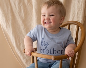 Embroidered Big Brother T-shirt - Baby Announcement Sweatshirt - Big Bro Top -  Older Sibling Baby Announcement- Big Brother