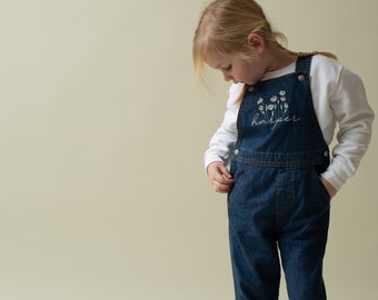 Personalised Dungaree - Personalised Girls Dungaree Outfit  - Spring Clothes - Girls Denim Jacket - Girls Birthday Outfit