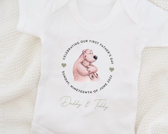 Personalised Our First Father's Day Baby Grow Baby Outfit Father's Day Gifts Boys Girls Father's Day Gifts