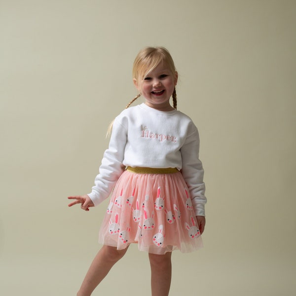 Embroidered Personalised Easter Sweatshirt - Personalised Sweatshirt - Luxury Easter- Girls Tops - Boys Tops - Personalised Gifts - Bunny