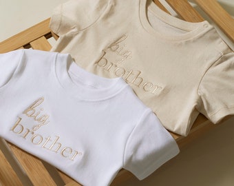 Embroidered Big Brother T-shirt - Baby Announcement Sweatshirt - Big Bro Top - Older Sibling Baby Announcement - Brother T-shirt