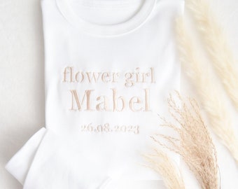 Embroidered Personalised Flower Girl Set Girls Wedding Gifts Bridal Girls Gifts Outfit Mini Bridesmaid Luxury Wedding