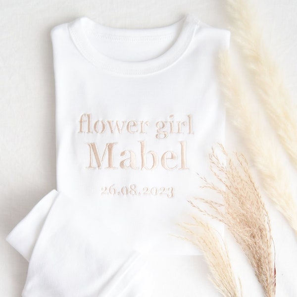 Embroidered Personalised Flower Girl Set Girls Wedding Gifts Bridal Girls Gifts Outfit Mini Bridesmaid Luxury Wedding