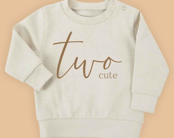 Two Cute Birthday Sweatshirt - Birthday Sweatshirt - Girls Boys Second Birthday Top -  2 Birthday Sweatshirt