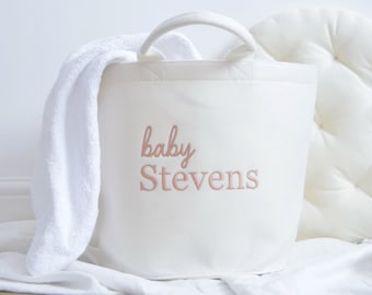 Embroidered Personalised Nursery Storage- Toy Storage Tub - Baby Storage Tub - Baby Caddy Personalised