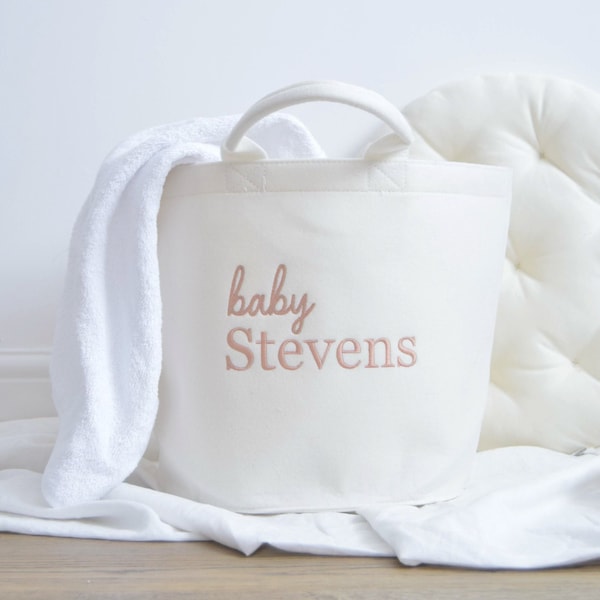 Embroidered Personalised Nursery Storage- Toy Storage Tub - Baby Storage Tub - Baby Caddy Personalised