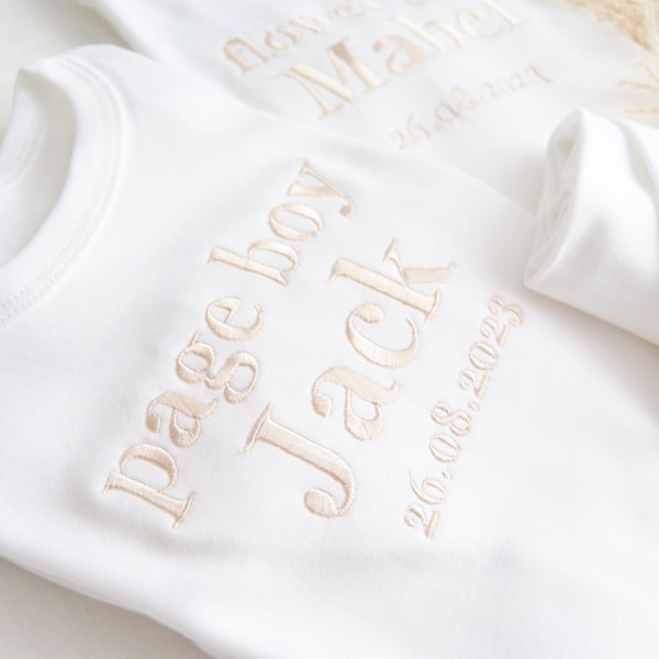 Embroidered Personalised Page Boy Set Girls Wedding Gifts Bridal Girls Gifts Outfit Mini Best Man Luxury Wedding