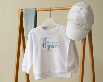 Embroidered First Time Flyer Sweatshirt - Children's Holiday Plane Top