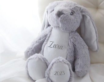 Personalisierter Name Baby Teddy Mini Baby Neugeborene Teddy Geschenke Geburtstag Mädchen Jungen Personalisierter Teddy Grauer Hase Klassischer Teddy