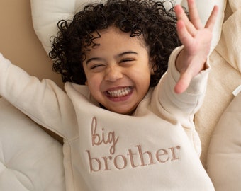 Geborduurd Big Brother Sweatshirt - Baby aankondiging Sweatshirt - Big Bro Top - Oudere broer of zus babyaankondiging - Big Brother gespikkeld