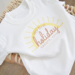 Embroidered My First Holiday T-shirt - Children&#39;s Holiday Sweatshirt - Plane Top - My First Holiday Top
