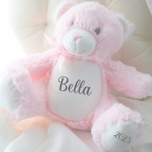 Personalised Name Baby Teddy Mini Baby Newborn Teddy Gifts Birthday Girls Boys Personalised Teddy Pink Classic Teddy