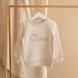 Embroidered Big Brother Sweatshirt Baby Announcement Sweatshirt Big Bro Top Older Sibling Baby Announcement Big Brother speckled image 4