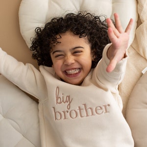 Embroidered Big Brother Sweatshirt Baby Announcement Sweatshirt Big Bro Top Older Sibling Baby Announcement Big Brother speckled image 1