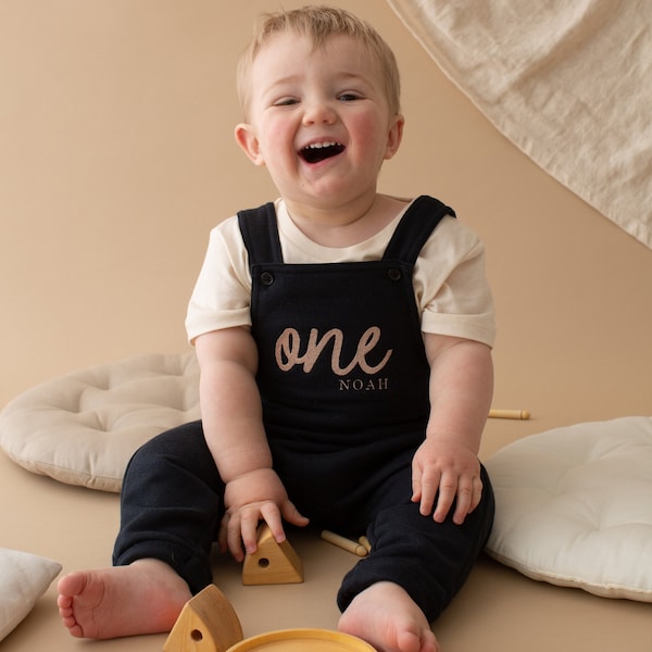 Personalised First Birthday Outfit - Birthday Romper - Birthday Dungaree - Girls Boys First Birthday Top -  Birthday