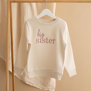 Embroidered Big Sister Sweatshirt Baby Announcement Sweatshirt Big Sis Top Older Sibling Baby Announcement Big Sister Speckled image 6