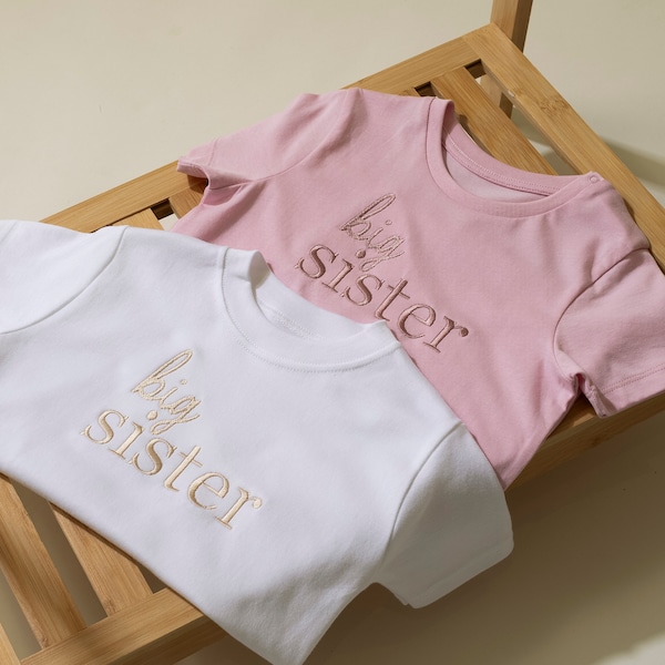 Geborduurd Big Sister T-shirt - Baby aankondiging Sweatshirt - Big Sis Top - Oudere broer of zus babyaankondiging - Big Sister