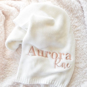 Personalised Knitted Baby Blanket Personalised Baby Blanket Unisex Baby Blankets Knitted Baby Classic Luxury Blanket White image 2